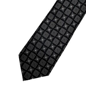 Donald J Trump Signature Collection Silk Tie Black Geometric 59" Gold Bar Square